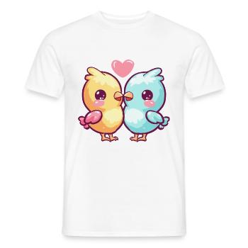 Chicken Couple Love Couple In Love - Men's T-Shirt - white - Front - AI Model Male 178 dark (178cm)