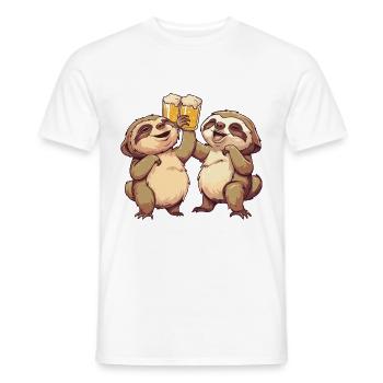 Sloth Beer Funny Party - Men's T-Shirt - white - Front - AI Model Male 178 dark (178cm)