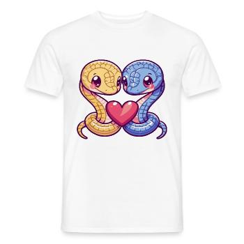 Serpent Cobra Bande Dessinée Couple Amour - T-shirt homme - blanc - Devant - AI Model Male 178 dark (178cm)