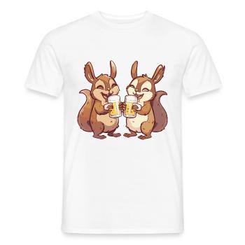 Squirrel Comic Beer Funny Booze - Men's T-Shirt - white - Front - AI Model Male 178 dark (178cm)