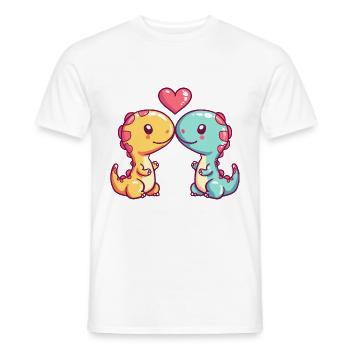 Dinosaure Brontosaure Couple Amour Couple Amour Couple - T-shirt homme - blanc - Devant - AI Model Male 178 dark (178cm)