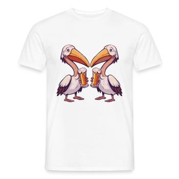 Pelikan Vogel Bier Party Trinken - Männer T-Shirt - Weiß - Vorne - AI Model Male 178 dark (178cm)