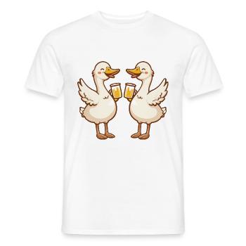 Gans Comic Bier Lustig Saufen - Männer T-Shirt - Weiß - Vorne - AI Model Male 178 dark (178cm)
