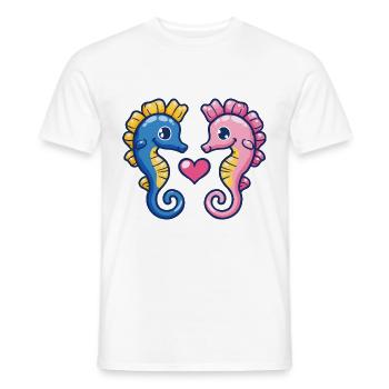Seahorse Couple In Love Animal Valentine's Day - Men's T-Shirt - white - Front - AI Model Male 178 dark (178cm)