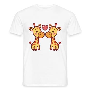 Girafe Bande Dessinée Animal Couple Amour - T-shirt homme - blanc - Devant - AI Model Male 178 dark (178cm)