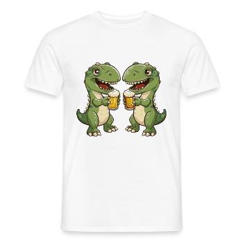 Dinosaure T-Rex Bière Alcool Drôle - T-shirt homme - blanc - Devant - AI Model Male 178 dark (178cm)