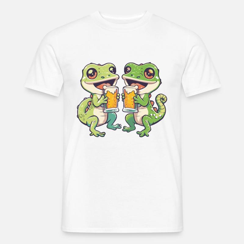 Lizard Comic Beer Party Drinking - Men's T-Shirt - white