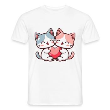 Katze Paar Liebe Couple Verliebt - Männer T-Shirt - Weiß - Vorne - AI Model Male 178 dark (178cm)
