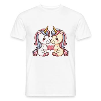 Couple de licornes amoureux Animal Saint-Valentin - T-shirt homme - blanc - Devant - AI Model Male 178 dark (178cm)
