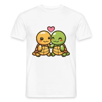 Schildkröte Comic Paar Liebe - Männer T-Shirt - Weiß - Vorne - AI Model Male 178 dark (178cm)