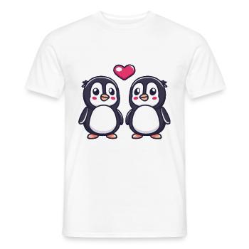 Pinguin Comic Paar Liebe - Männer T-Shirt - Weiß - Vorne - AI Model Male 178 dark (178cm)
