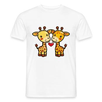Giraffe Couple Love Couple In Love - Men's T-Shirt - white - Front - AI Model Male 178 dark (178cm)