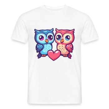 Owl Couple Love Couple In Love - Men's T-Shirt - white - Front - AI Model Male 178 dark (178cm)