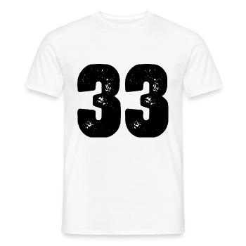 33 number jersey - Men's T-Shirt - white - Front - AI Model Male 178 dark (178cm)