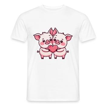 Cochon Bande Dessinée Couple Amour - T-shirt homme - blanc - Devant - AI Model Male 178 dark (178cm)