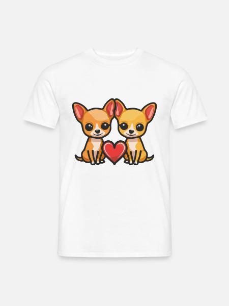 Chihuahua Hunde Paar Liebe Couple Verliebt - Männer T-Shirt - Weiß