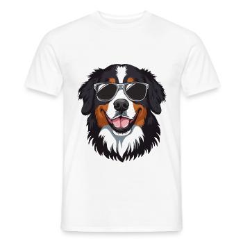 cool chien de montagne Saint-Bernard avec lunettes de soleil - T-shirt homme - blanc - Devant - AI Model Male 178 dark (178cm)