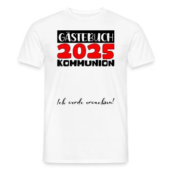 Communion 2025 Guest Book Gift Girls Boys - Men's T-Shirt - white - Front - AI Model Male 178 dark (178cm)