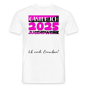 Jugendweihe 2025 Gästebuch Geschenk Mädchen Jungen - Männer T-Shirt - Weiß - Vorne - AI Model Male 178 dark (178cm)