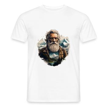Old man with beard in the mountains - daddy gift - Men's T-Shirt - white - Front - AI Model Male 178 dark (178cm)