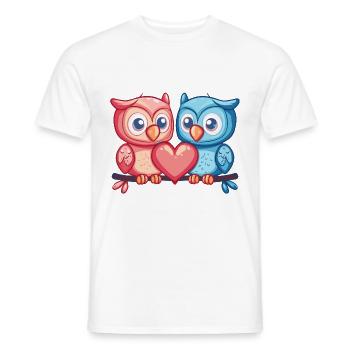 Couple De Hibou Amoureux Animal Saint Valentin - T-shirt homme - blanc - Devant - AI Model Male 178 dark (178cm)