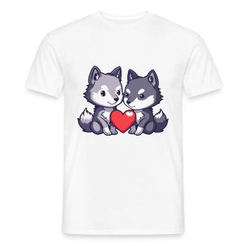 Wolf Couple Love Couple In Love - Men's T-Shirt - white - Front - AI Model Male 178 dark (178cm)