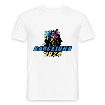 Barcelone 2024 Vacances Palmiers Colorés - T-shirt homme - blanc - Devant - AI Model Male 178 dark (178cm)