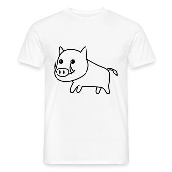 Wild Boar Comic Animal - Men's T-Shirt - white - Front - AI Model Male 178 dark (178cm)