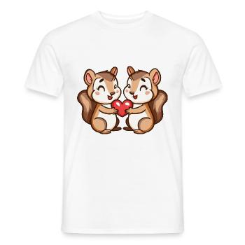 Écureuil Bande Dessinée Couple Amour - T-shirt homme - blanc - Devant - AI Model Male 178 dark (178cm)