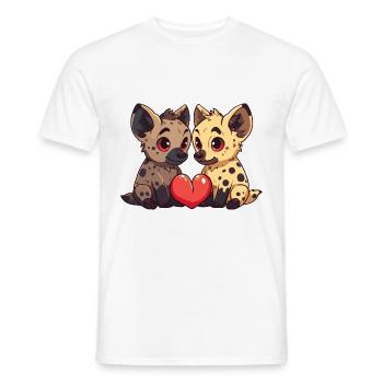 Couple de hyènes amoureux Animal Saint-Valentin - T-shirt homme - blanc - Devant - AI Model Male 178 dark (178cm)