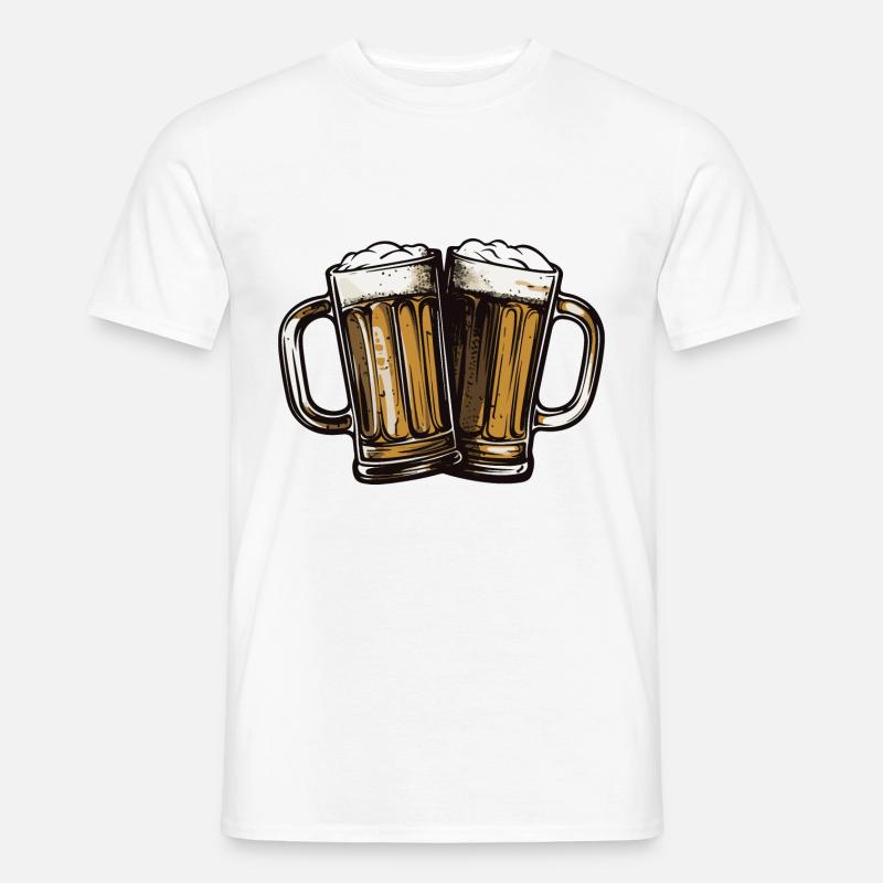 Bierkrug Bier Anstoßen - Männer T-Shirt - Weiß