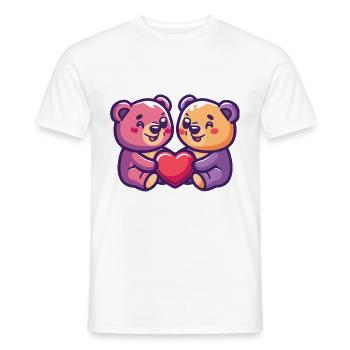 Bär Paar Liebe Couple Verliebt - Männer T-Shirt - Weiß - Vorne - AI Model Male 178 dark (178cm)