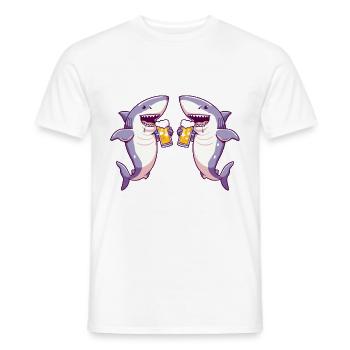 Hai Comic Bier Lustig Saufen - Männer T-Shirt - Weiß - Vorne - AI Model Male 178 dark (178cm)
