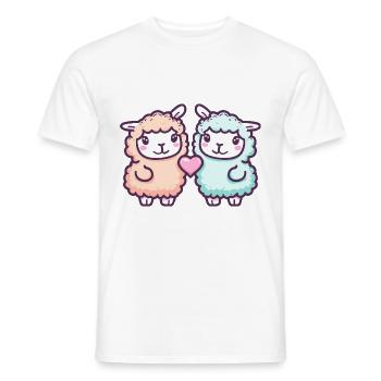 Alpaca Llama Couple In Love Animal Valentine's Day - Men's T-Shirt - white - Front - AI Model Male 178 dark (178cm)