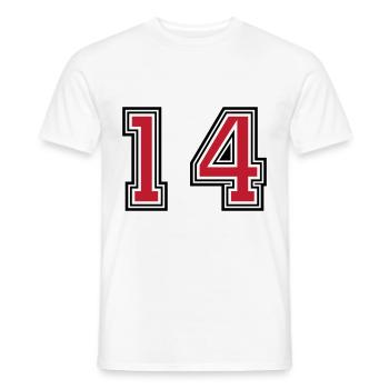 14 Zahl symbol - Männer T-Shirt - Weiß - Vorne - AI Model Male 178 dark (178cm)