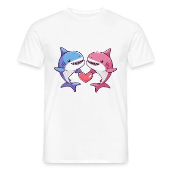 Hai Comic Paar Liebe - Männer T-Shirt - Weiß - Vorne - AI Model Male 178 dark (178cm)