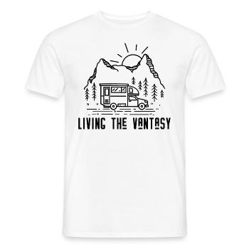 Living the Vantasy - Van Camping Camper - Men's T-Shirt - white - Front - AI Model Male 178 dark (178cm)