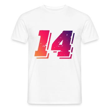 14 Zahl Symbol - Männer T-Shirt - Weiß - Vorne - AI Model Male 178 dark (178cm)