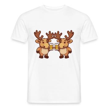 Elch Comic Bier Lustig Saufen - Männer T-Shirt - Weiß - Vorne - AI Model Male 178 dark (178cm)