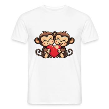 Monkey Couple Love Couple In Love - Men's T-Shirt - white - Front - AI Model Male 178 dark (178cm)