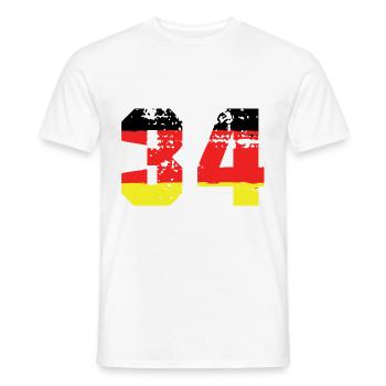 34 Numéro Allemagne Jersey - T-shirt homme - blanc - Devant - AI Model Male 178 dark (178cm)