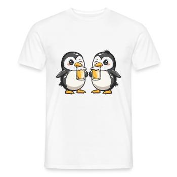 Pinguin Comic Bier Lustig Saufen - Männer T-Shirt - Weiß - Vorne - AI Model Male 178 dark (178cm)
