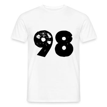 98 Number - Men's T-Shirt - white - Front - AI Model Male 178 dark (178cm)