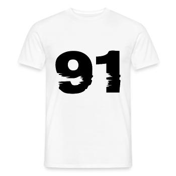 91 Zahl - Männer T-Shirt - Weiß - Vorne - AI Model Male 178 dark (178cm)