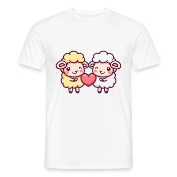 Mouton Bande Dessinée Couple Amour - T-shirt homme - blanc - Devant - AI Model Male 178 dark (178cm)