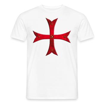 Templar cross red rubies - Men's T-Shirt - white - Front - AI Model Male 178 dark (178cm)