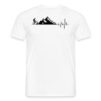 Heartbeat mountains mountain bike MTB bike - Men's T-Shirt - white - Front - AI Model Male 178 dark (178cm)