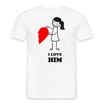 Valentine's Day | Love Him - Men's T-Shirt - white - Front - AI Model Male 178 dark (178cm)
