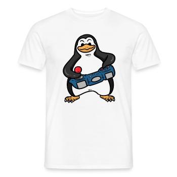 PLAYING PENGUIN , PINGUIN - Männer T-Shirt - Weiß - Vorne - AI Model Male 178 dark (178cm)