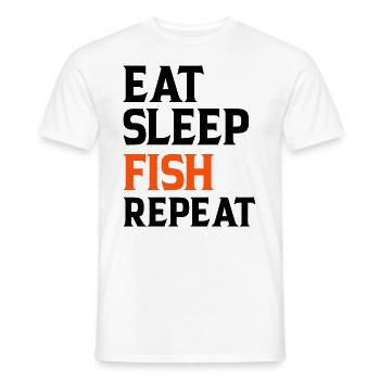 Eat Sleep Fish Repeat - Men's T-Shirt - white - Front - AI Model Male 178 dark (178cm)